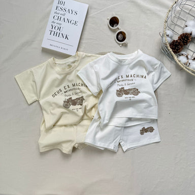 Rider Deux Babyset – 2-delat Sommarset med Vintage Motortryck | Bomull | Storlek 0–3 år