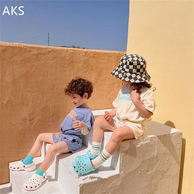 Sommarset med Shorts och T-shirt – CaffèKids Unisex, Blå/Beige, Bomull, Storlek 0–6 år