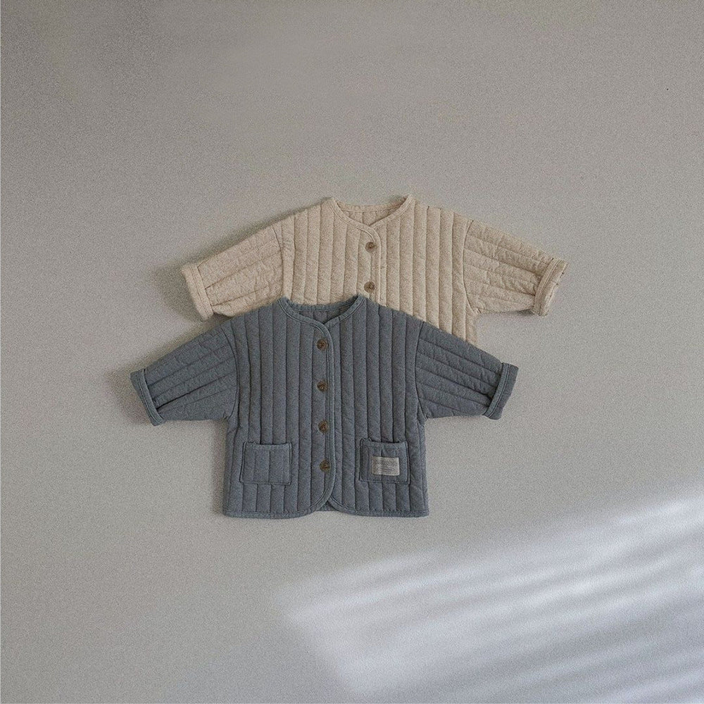 Vadderad jacka – Mila & Finn Unisex, Blå/Beige, Bomull, Storlek 0–3 år