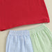 Schooltrain Sommarsätt för Pojkar | Röd T-shirt med Tågmönster & Randiga Shorts | Bomull & Polyester | 2–6 år | Somrig Lekoutfit