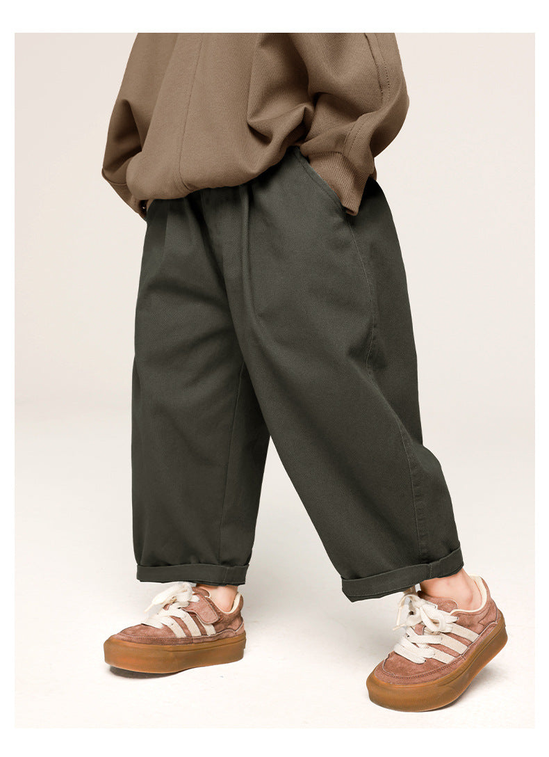 Byxa – Dean Unisex, Khaki/Grå, Bomull, Storlek 2–7 år