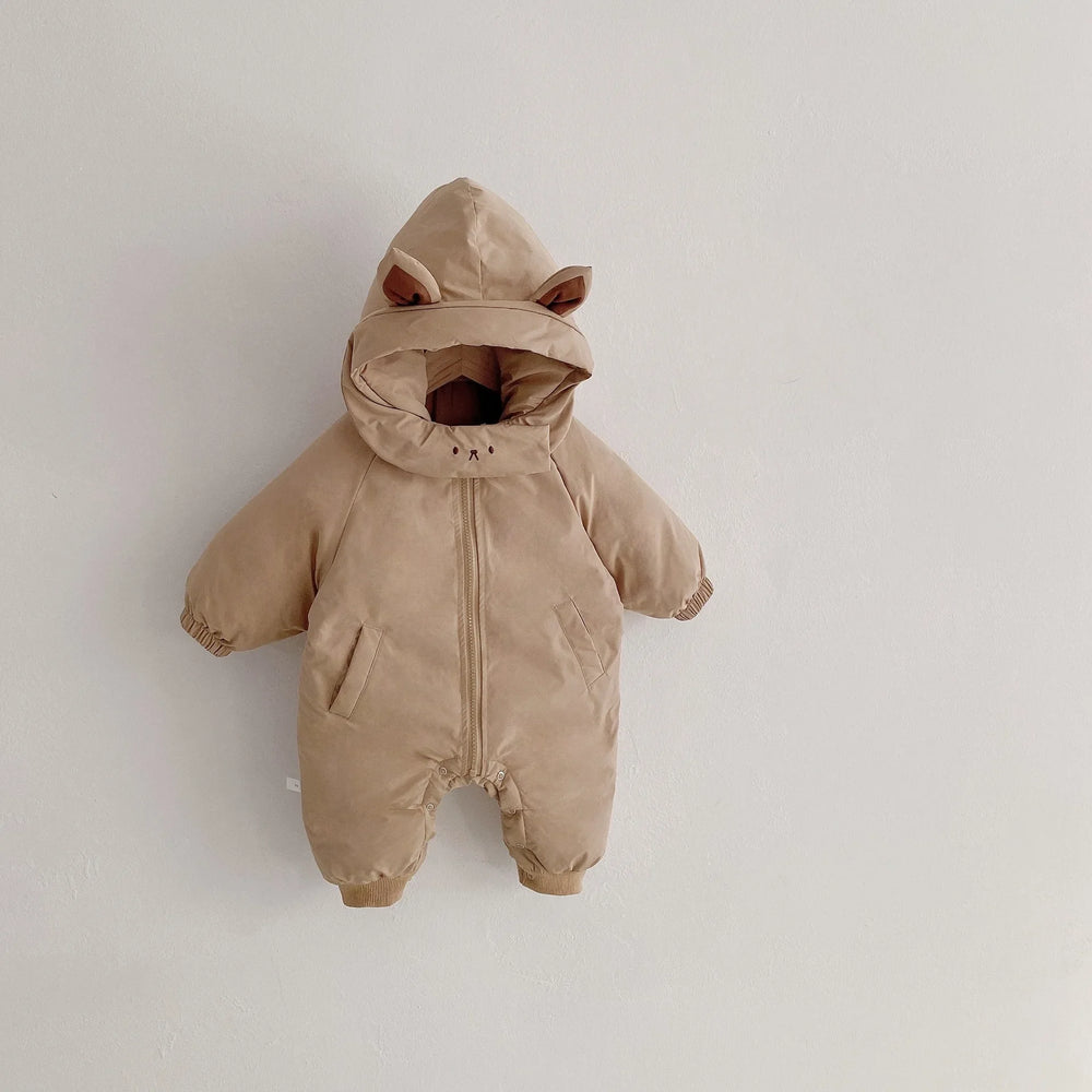 Jumpsuit/Overall med Huva – Katt Baby, Beige/Svart, Polyester, Storlek 0–2 år