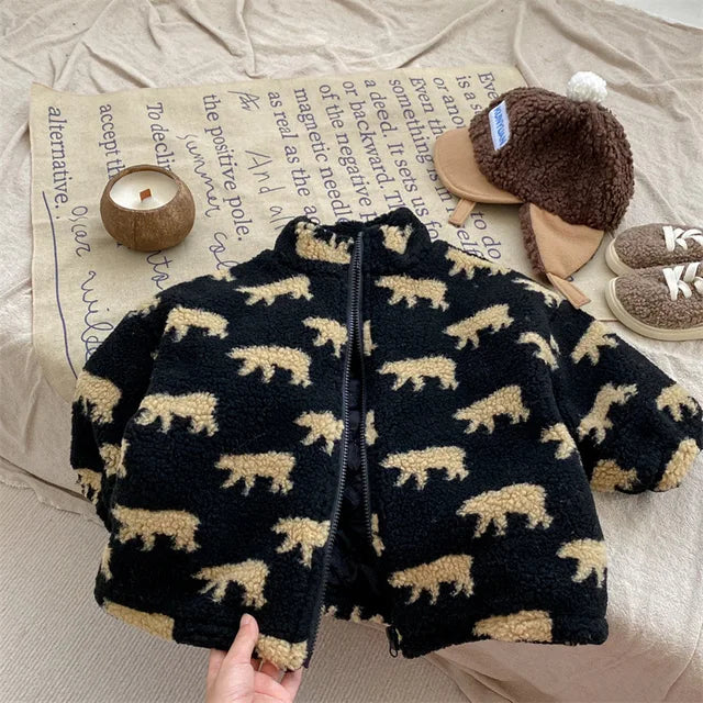 Fleeceväst med Björnmotiv – Björnar Unisex, Svart/Grön, Storlek 1–6 år