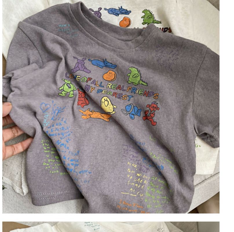 T-shirt – BestieVibes Unisex, Vit/Grå, Bomull, Storlek 0–6 år