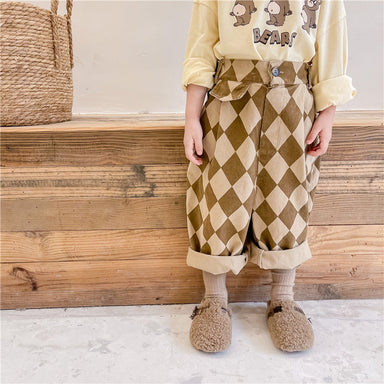 Rutig Byxa – Checkmate Unisex, Svart/Brun, Bomull, Storlek 0–6 År