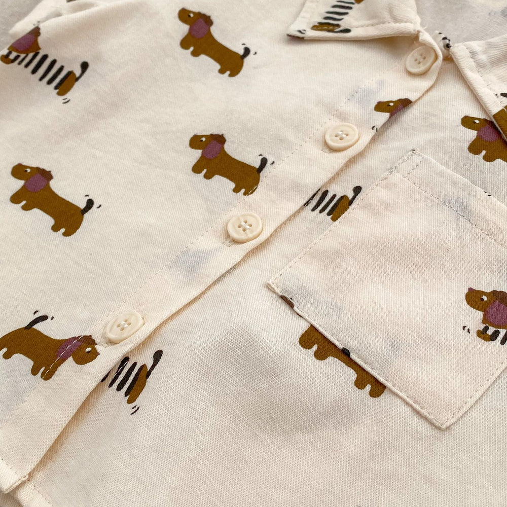 Mini Moments Sommarset Baby – Tröja och shorts i bomull med tryck | Maison Minou | Tax eller text | Storlek 0–4 år