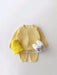 Set med Byxa och Tröja i Vågigt Waffelmönster – Porto-Novo Unisex, Blå/Rosa/Grå/Grön/Gul, Bomull, Storlek 0–3 år