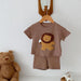 Våffeltygsset T-shirt & Shorts med Lejon – Little Roar Baby Småbarn, Brun/Beige, Bomull, Storlek 0–3 år