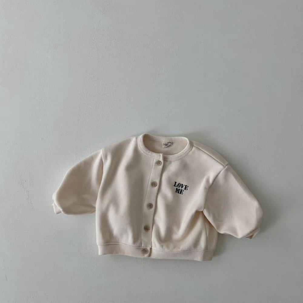 Väst med Love Me broderi – Tender Flickor, Blå/Beige, Bomull, Storlek 0–6 år