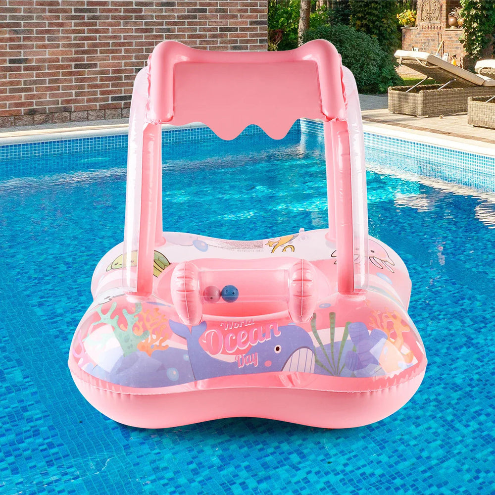 Baby Simring med Baldakin – Uppblåsbar Float med Soltak