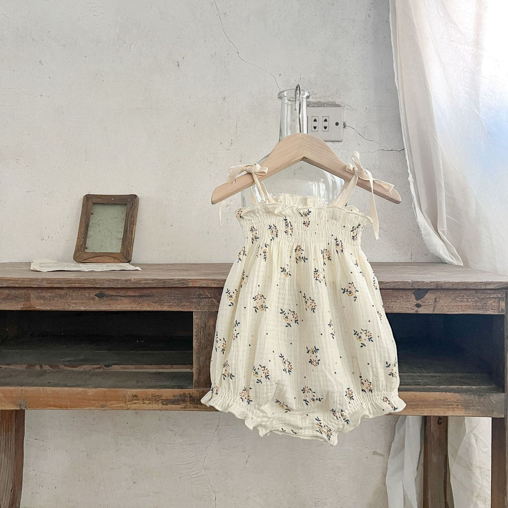 LittleBloom Babyset 0–3 år | Musselin Sommaroutfit för Flicka | Blommigt Mönster | Klänning, Body, Set eller Topp & Byxa