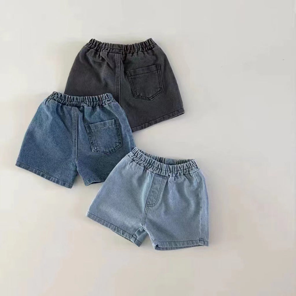 Korta byxor – DenimPlay Unisex, Svart/Blå/Ljusblå, Bomull, Storlek 0–3 år