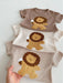 Våffeltygsset T-shirt & Shorts med Lejon – Little Roar Baby Småbarn, Brun/Beige, Bomull, Storlek 0–3 år