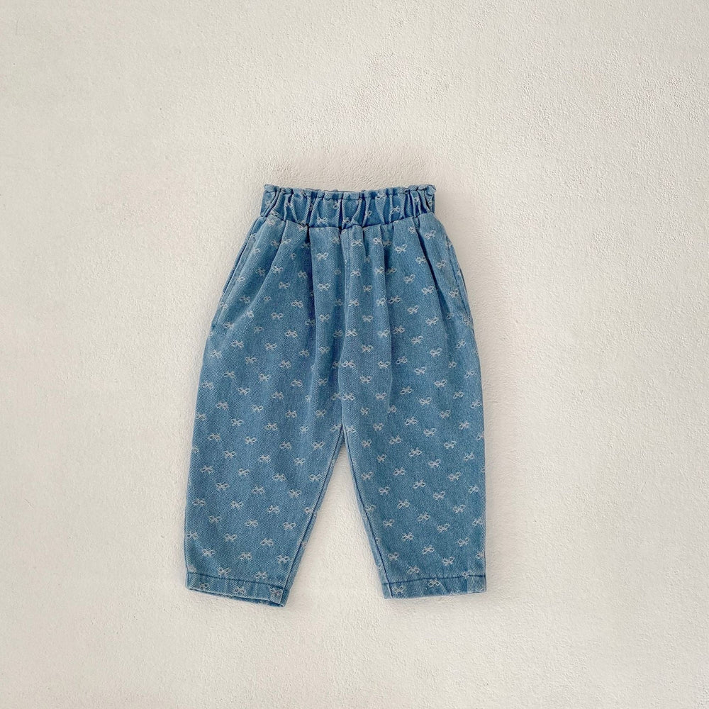 Jeans med Rosetter – Blossom Flicka, Blå, Bomull, Denim, 0–3 År