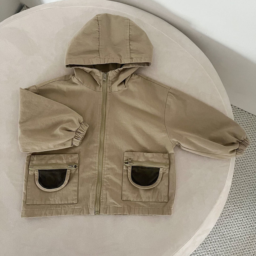 Jacka med huva – AdventurePals Unisex, Beige/Brun, Bomull, Storlek 0–8 år