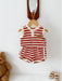 Randigt sommarset med linne och shorts med björn – Baby Småbarn, Brun/Svart/Röd/Grå, Storlek 0–3 år