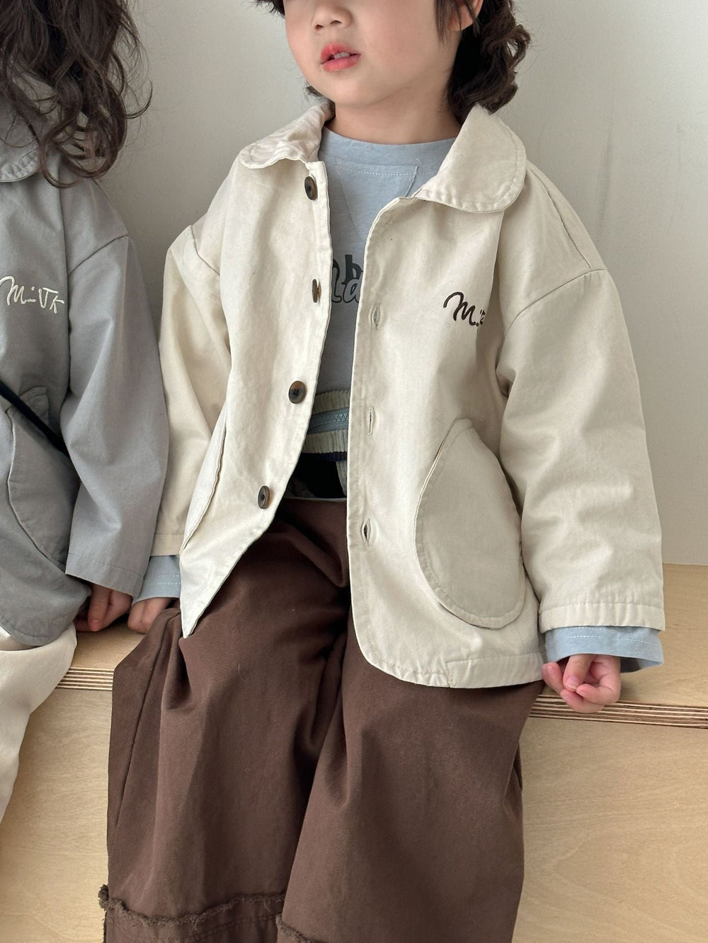Jacka – LittleUrban Unisex, Grå/Beige, Bomull, Storlek 0–8 år