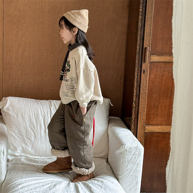 Byxa med Fleecefoder – Little Explorer Unisex, Blå/Grön/Randig, Bomull, Storlek 0–6 år