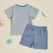 Baseball Stripe Sommarsätt för Baby & Småbarn | Stickad T-shirt & Shorts | Knit Bomull | 0–3 år | Sportig Look för Pojkar