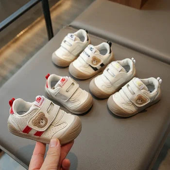 Sneaker med Kardborre – Björn Unisex, Khaki/Svart/Röd, Storlek 16–25
