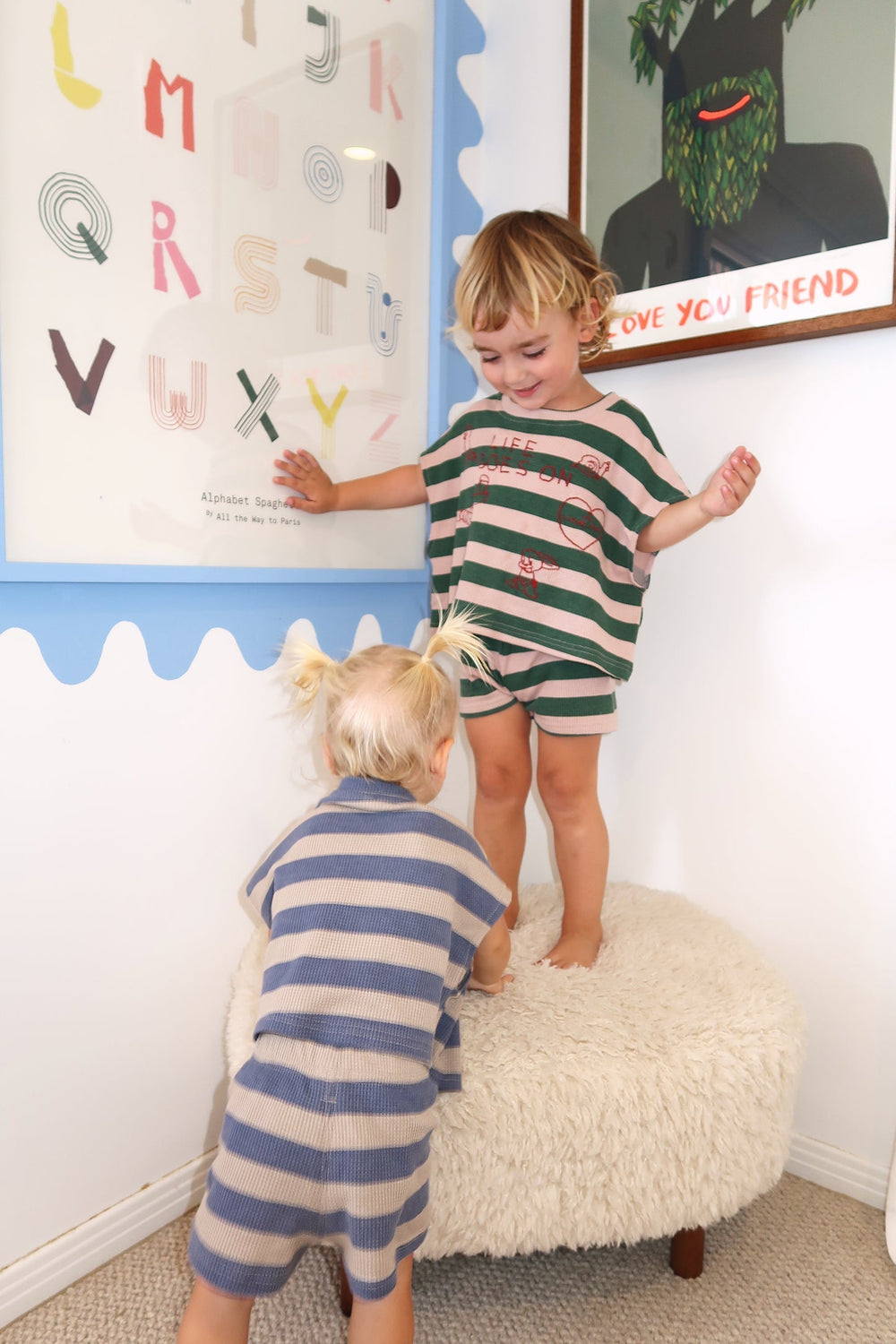 Ribb Sommarset – Little Waves Unisex, Blå/Grön, Bomull, 0–6 år