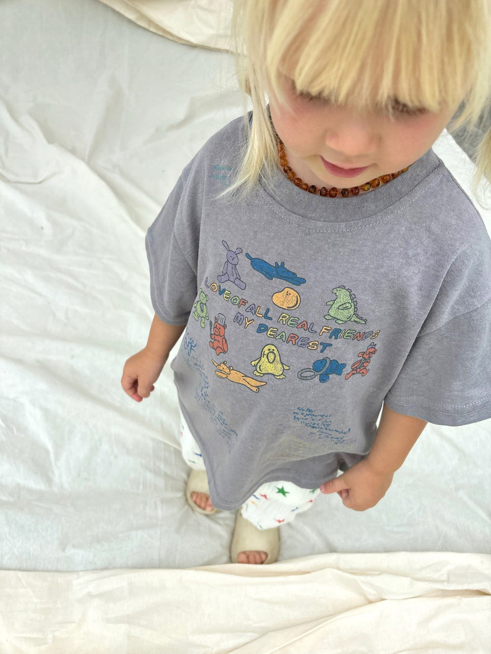 T-shirt – BestieVibes Unisex, Vit/Grå, Bomull, Storlek 0–6 år