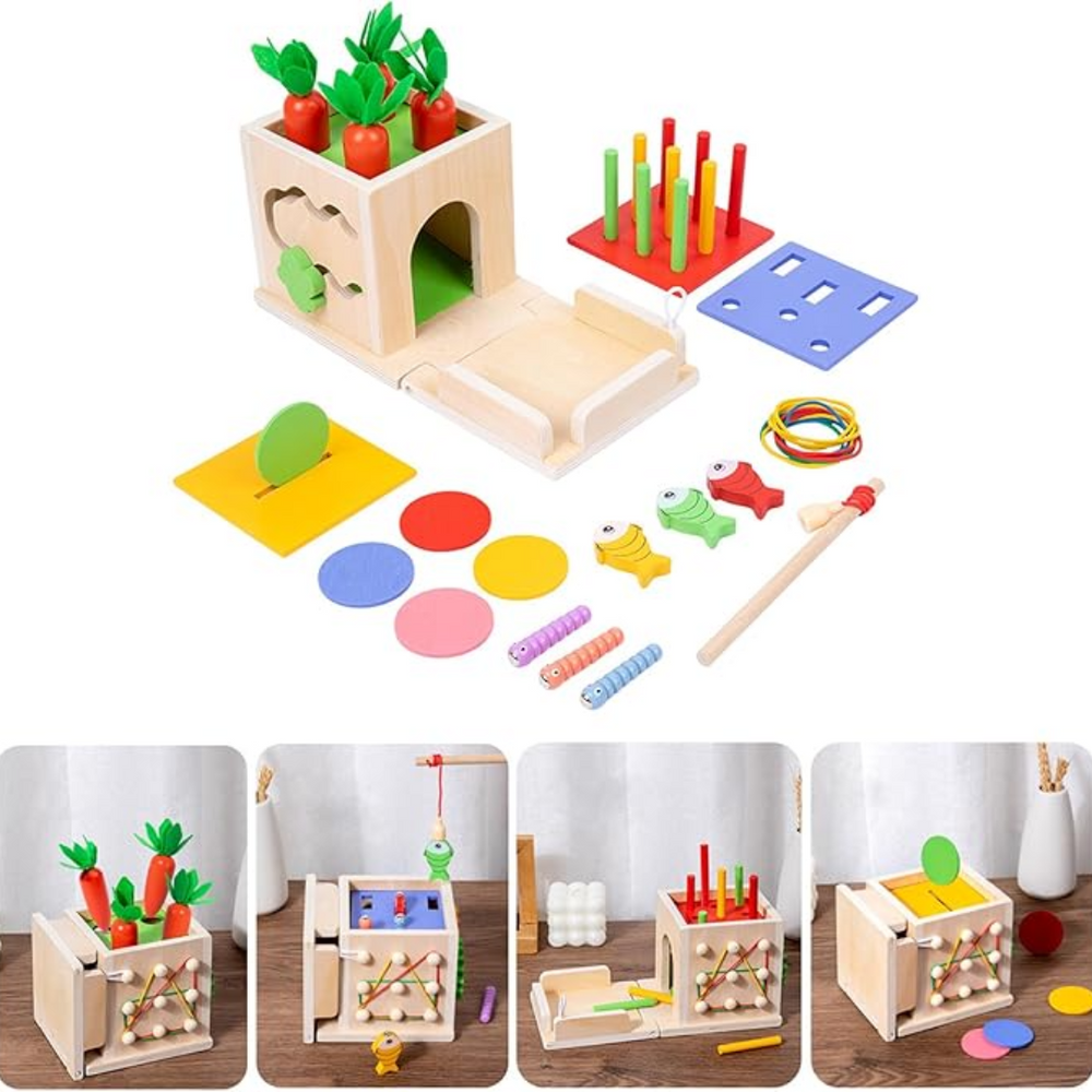 Montessori Lärlåda för Barn | Pedagogiskt Träleksak 3+ | Främjar Motorik & Kognition