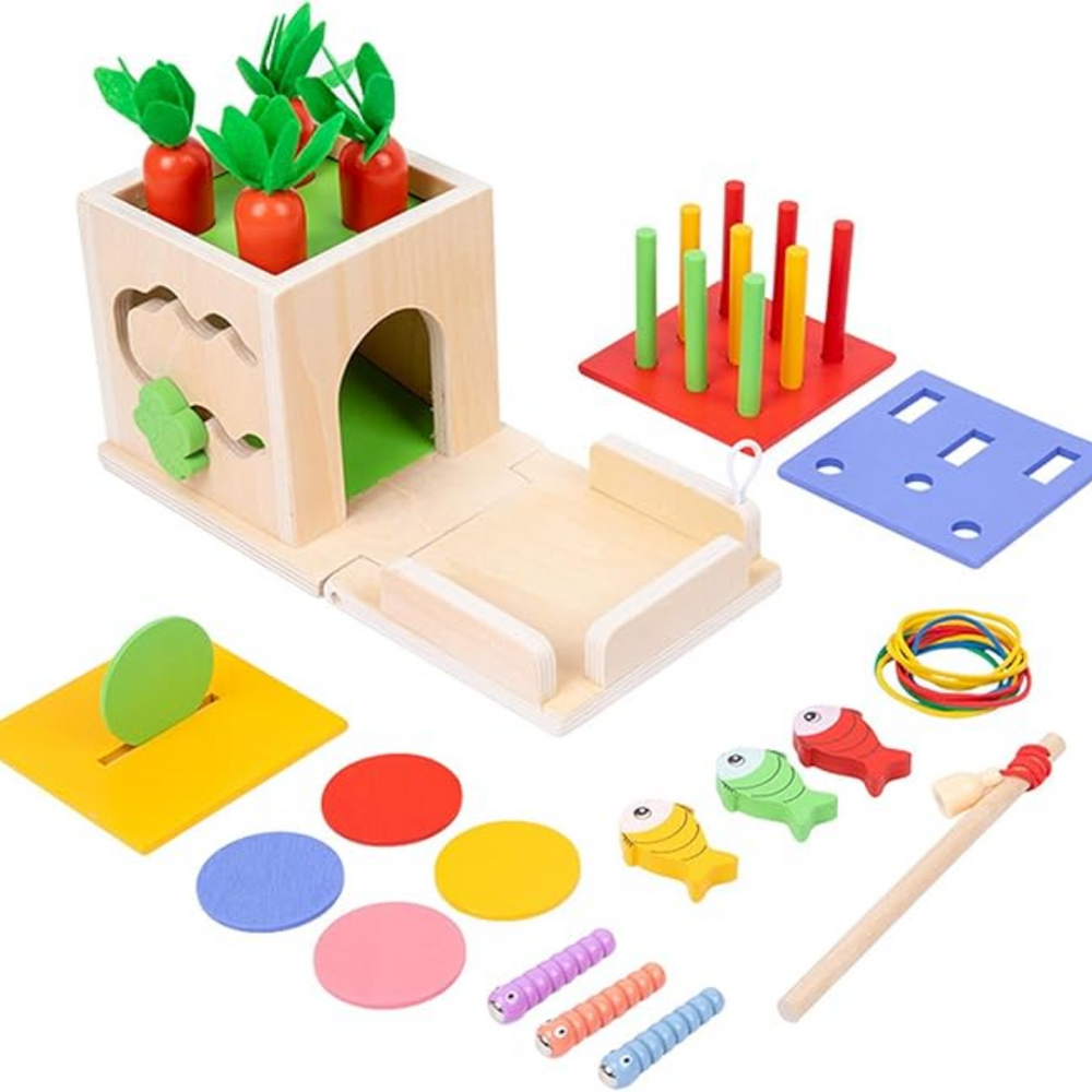 Montessori Lärlåda för Barn | Pedagogiskt Träleksak 3+ | Främjar Motorik & Kognition