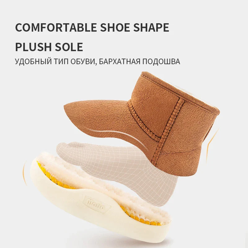 Varma Vinterstövlar – Abuya Unisex, Beige/Brun/Blå/Rosa, Mocka, Storlek 14–20