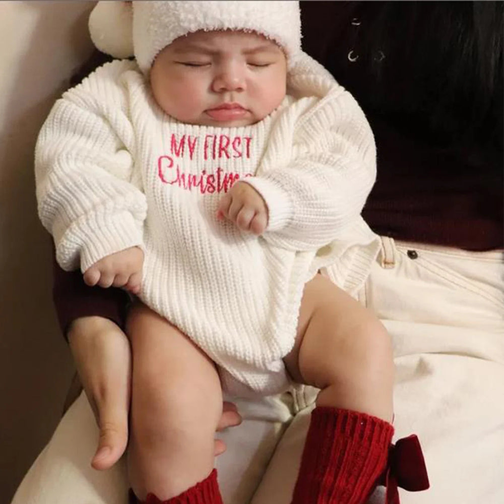 Jultröja – Min Första Jul Unisex, Grön/Röd/Khaki/Vit, Bomull, Storlek 0–2 år