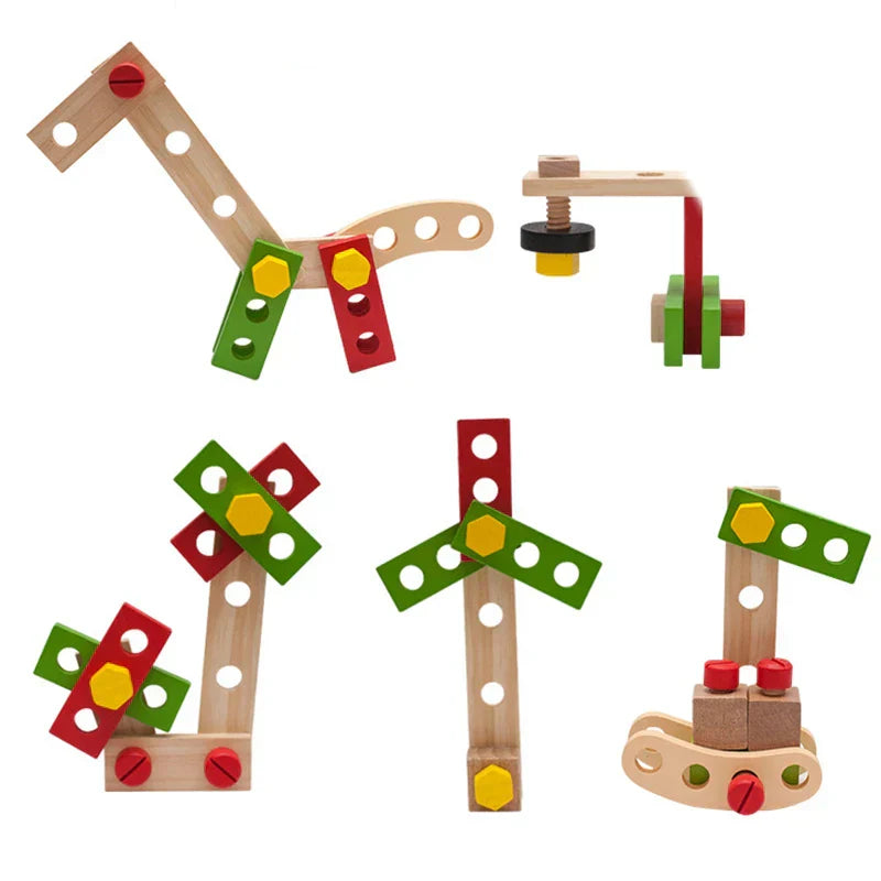 TinyTools Träverktygslåda för Barn – Montessori Byggleksak – Pedagogiskt Träspel – 3 till 6 År – Woodspire