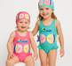 Flickbaddräkt med Badmössa – Bekväm & Lekfull Design | SunnySplash Simset 0–4 år