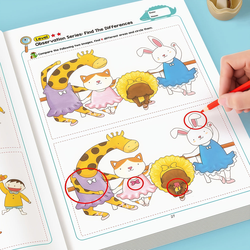 Hitta Skillnaden Aktivitetsbok – 2-Pack Pedagogisk Pusselbok för Barn