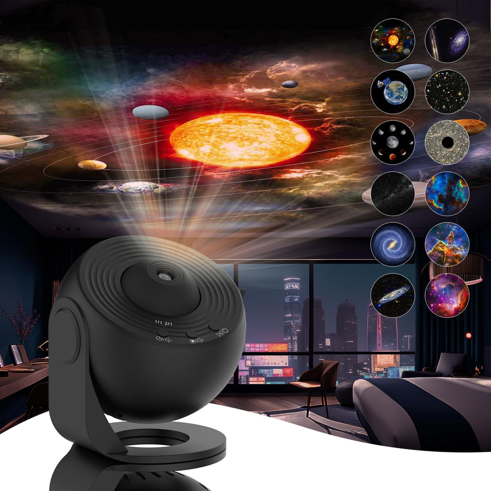 Stjärnhimmelprojektor för Vuxna och Barn – Galaxy Lampa med 12 Färger och 360° Rotation – Nattlampa & Stämningsbelysning för Sovrum