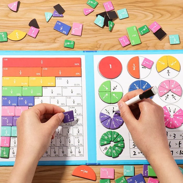 Montessori Magnetiskt Bråkpusselbok för Barn – Lär Dig Matematik Lekfullt och Interaktivt!