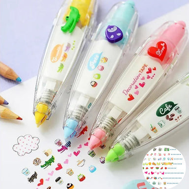 Dekorativ Penna med Cartoon-tejp – Perfekt för Bullet Journals, Planerare & Pyssel