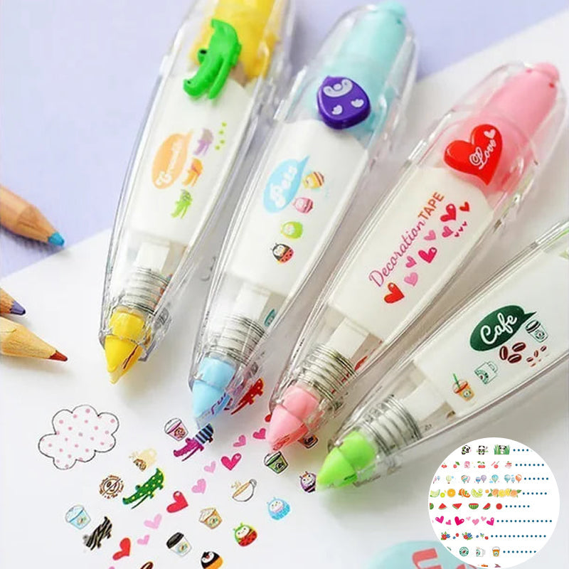 Dekorativ Penna med Cartoon-tejp – Perfekt för Bullet Journals, Planerare & Pyssel