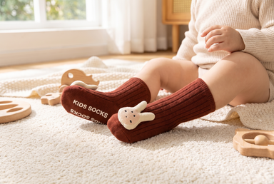 Halkfria Babysockor – Mjuk Bomull med Tecknat Motiv Unisex