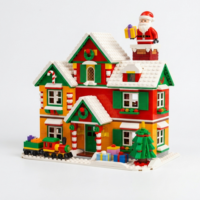 Julbyggklossar modell stort julhus