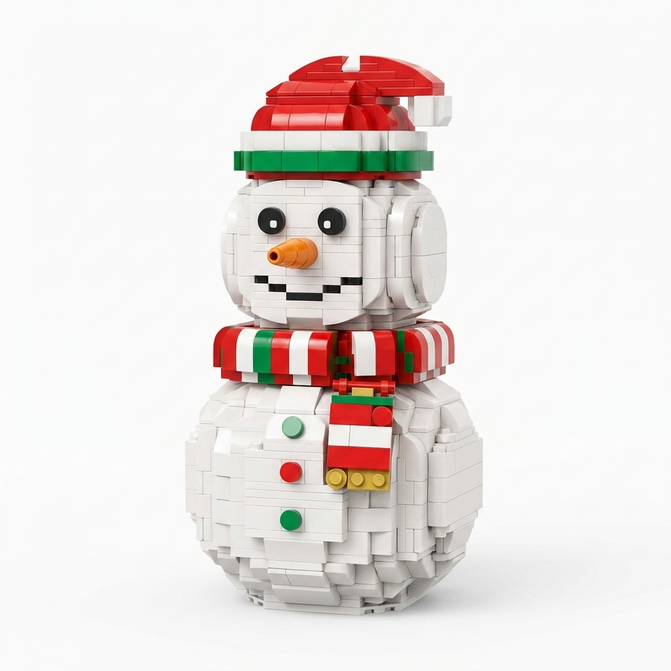 Julbyggklossar modell stor snögubbe