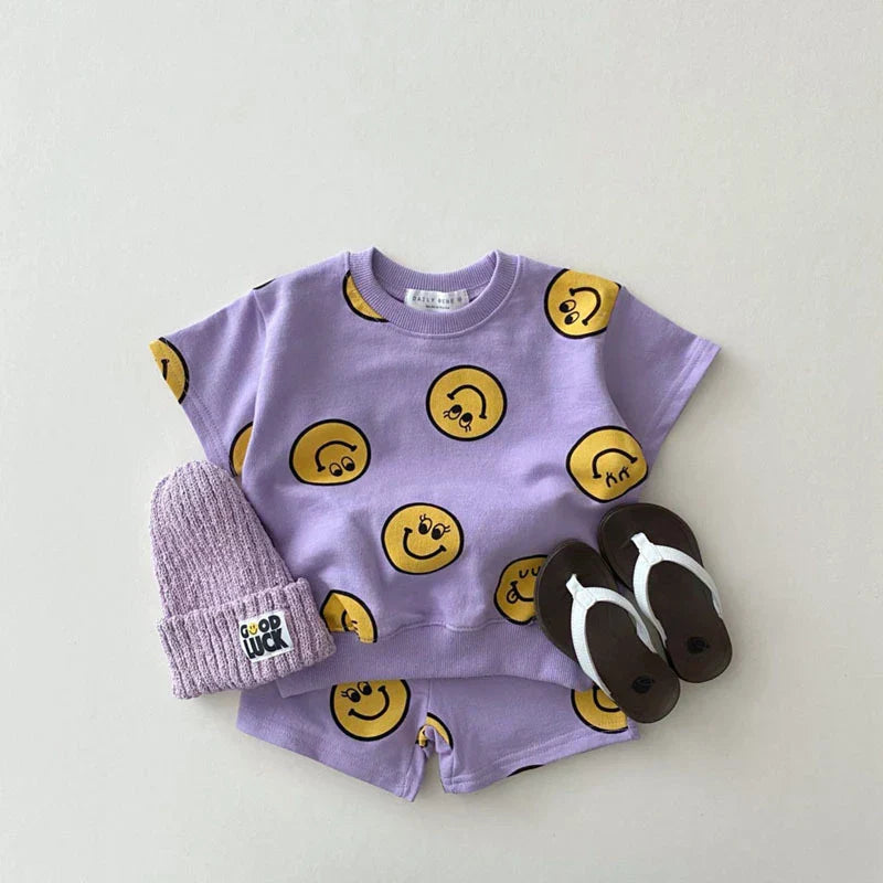Bekväm Barn Smiley Set – Mjuk, Andningsbar & Unisex Outfit 0–5 År