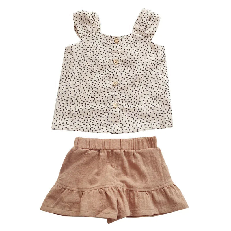 Flickor Bomulls Sommerset – Luftig Top & Short | 1-5 år