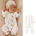 Stickad sparkdräkt i mjuk bomull för baby, unisex, från 0 till 2 år