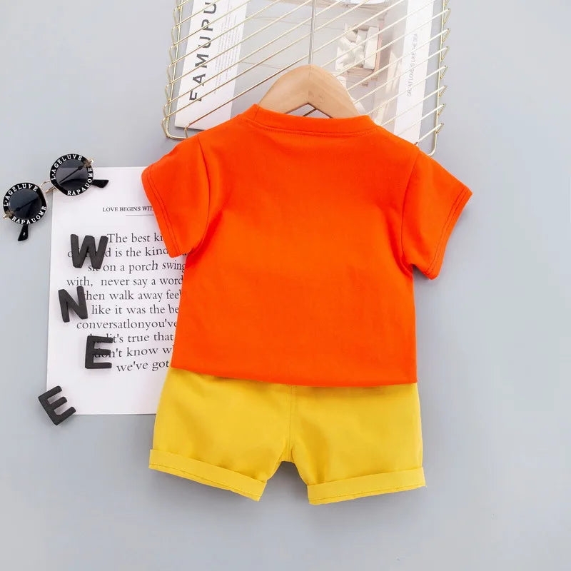 Sommarsätt för Pojkar 0–5 År – Lejontryck T-shirt + Shorts i Andningsbar Bomull