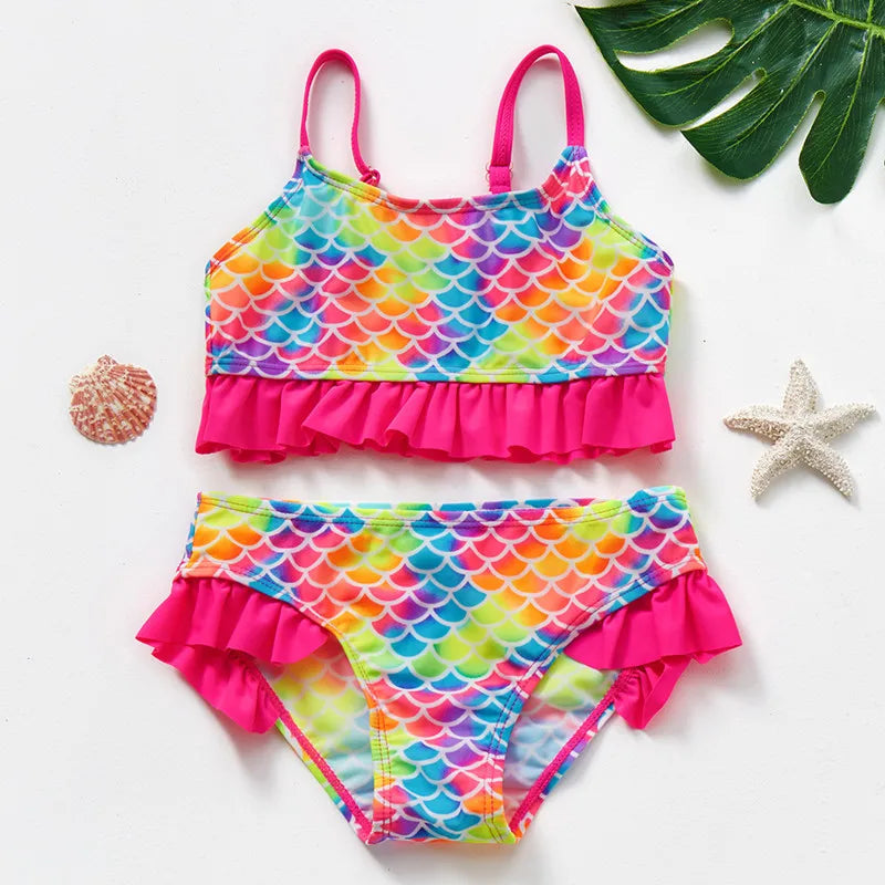 Torksnabb Flickbikini med Lekfullt Mönster – Bekväm & Sommarvänlig Badklädsel (0–11 år)