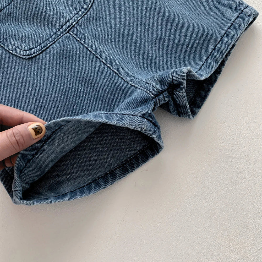 Denim Babyklädset – Bekväm Hängselbyxa & T-shirt – 0–3 år