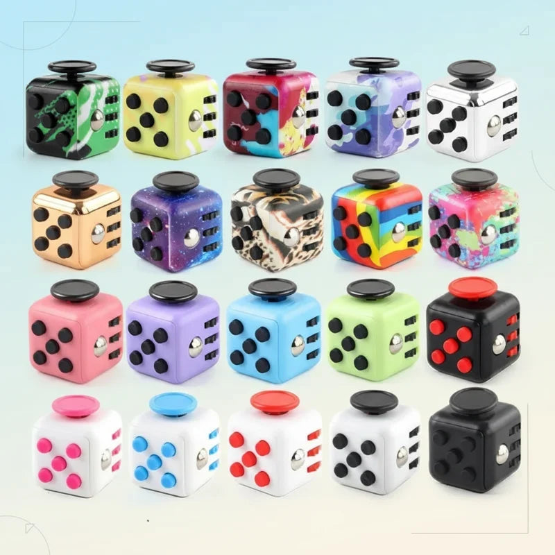 Fidget cube med 6 taktila sidor – tysta klickknappar, stålkula, fickformat | fidgetkub