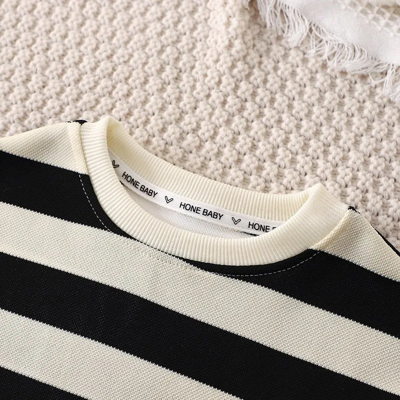 Sommar Barnset Randig T-shirt & Shorts – Bekväm & Andningsbar Bomull för 0–6 År