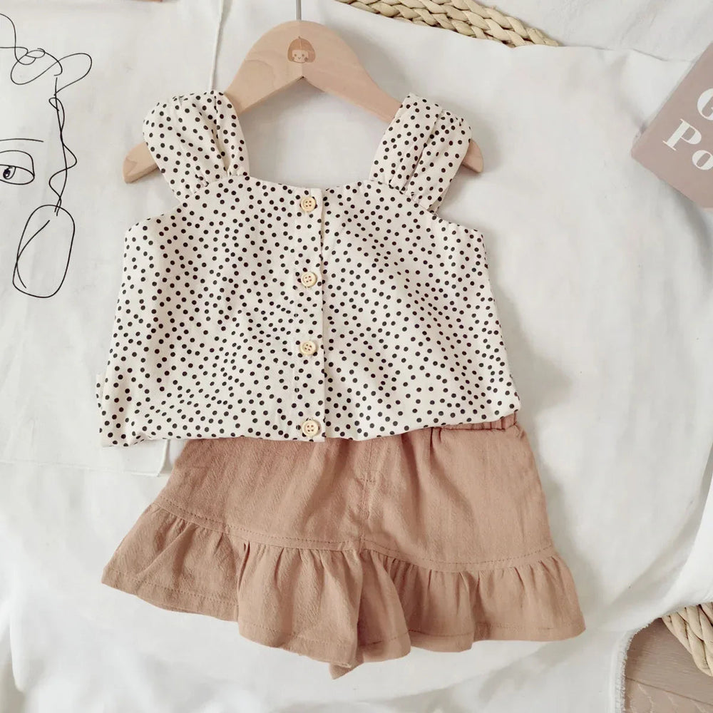 Flickor Bomulls Sommerset – Luftig Top & Short | 1-5 år