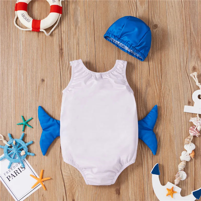 Flickbaddräkt med Hatt – Bekvämt Badset för Sommarglädje | Storlek 0–4 år